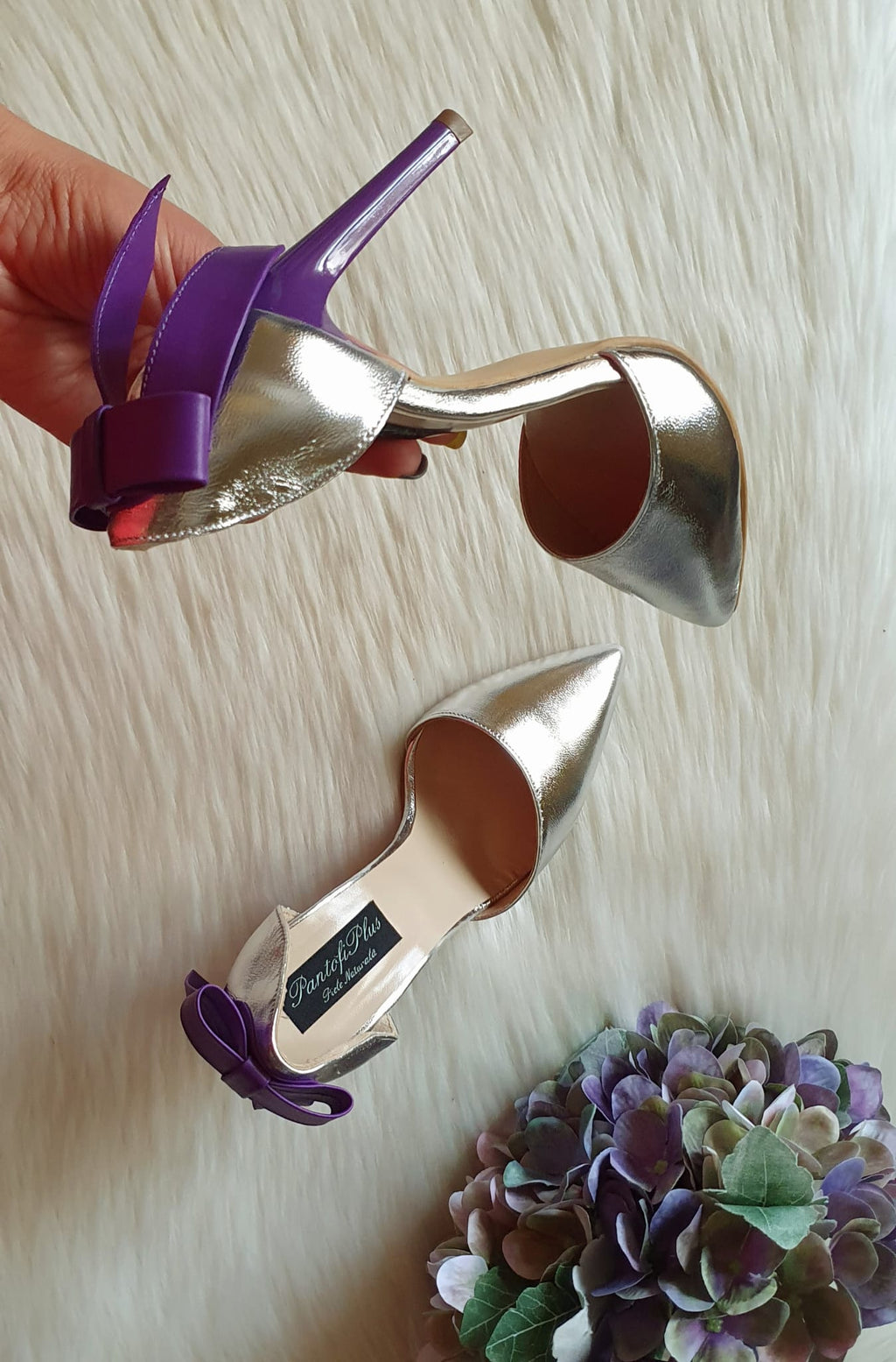 Pantofi Dama Piele Stiletto Luna Argintiu C30 - orice culoare