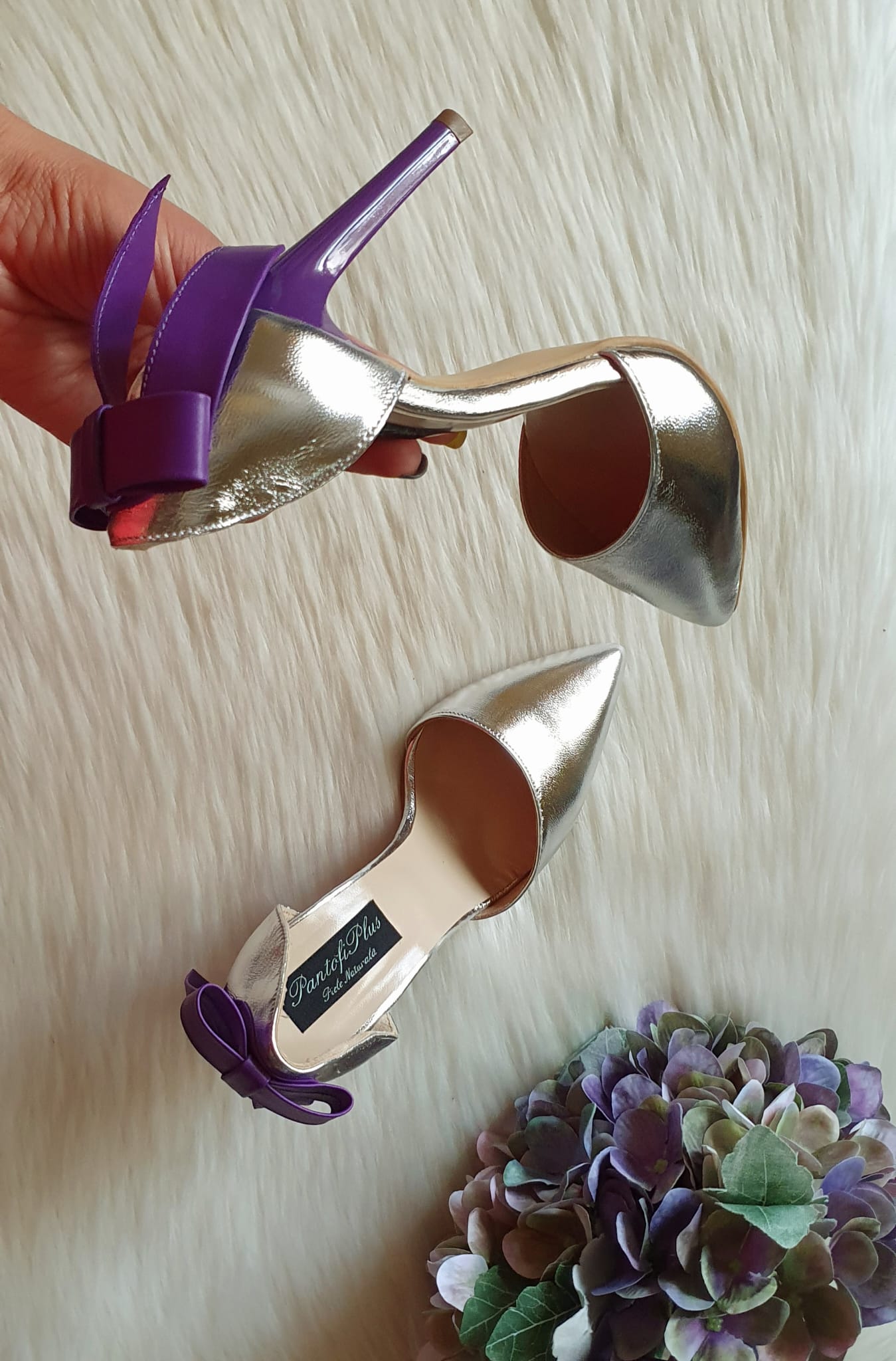 Pantofi Dama Piele Stiletto Luna Argintiu C30 - orice culoare