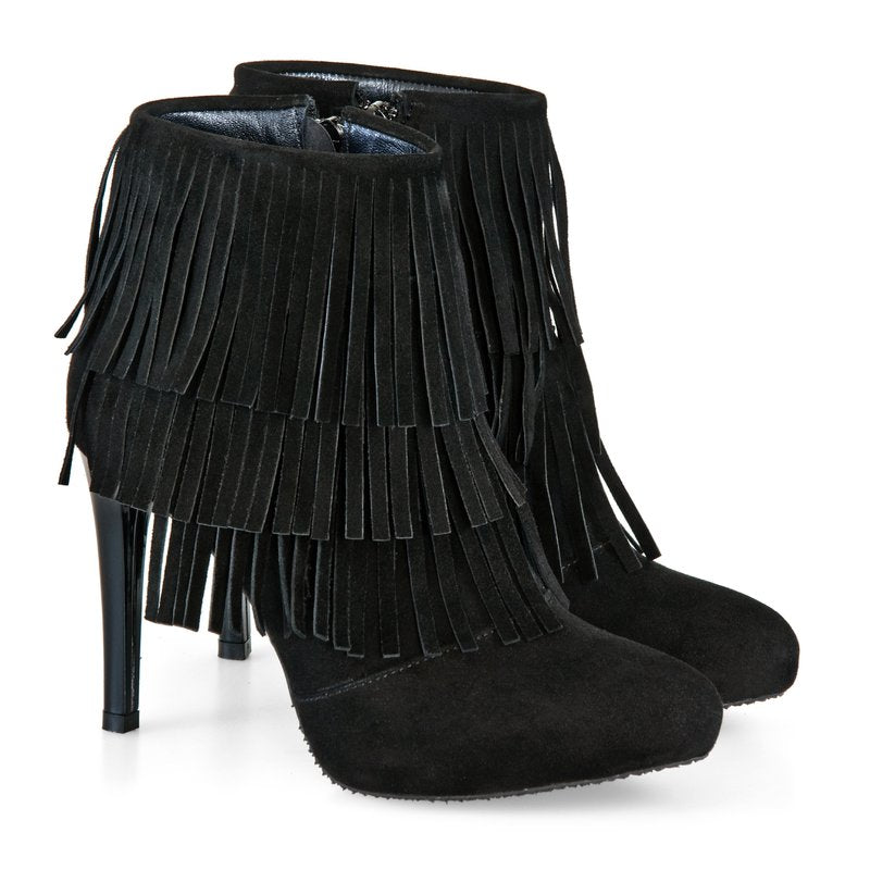 Botine dama piele Negru Franjuri D2 - orice culoare