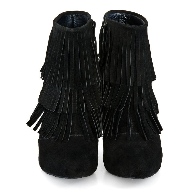 Botine dama piele Negru Franjuri D2 - orice culoare