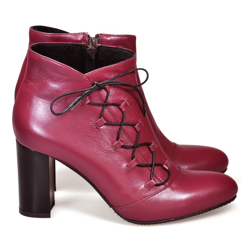 Ghete dama piele marsala cu siret D7 - orice culoare