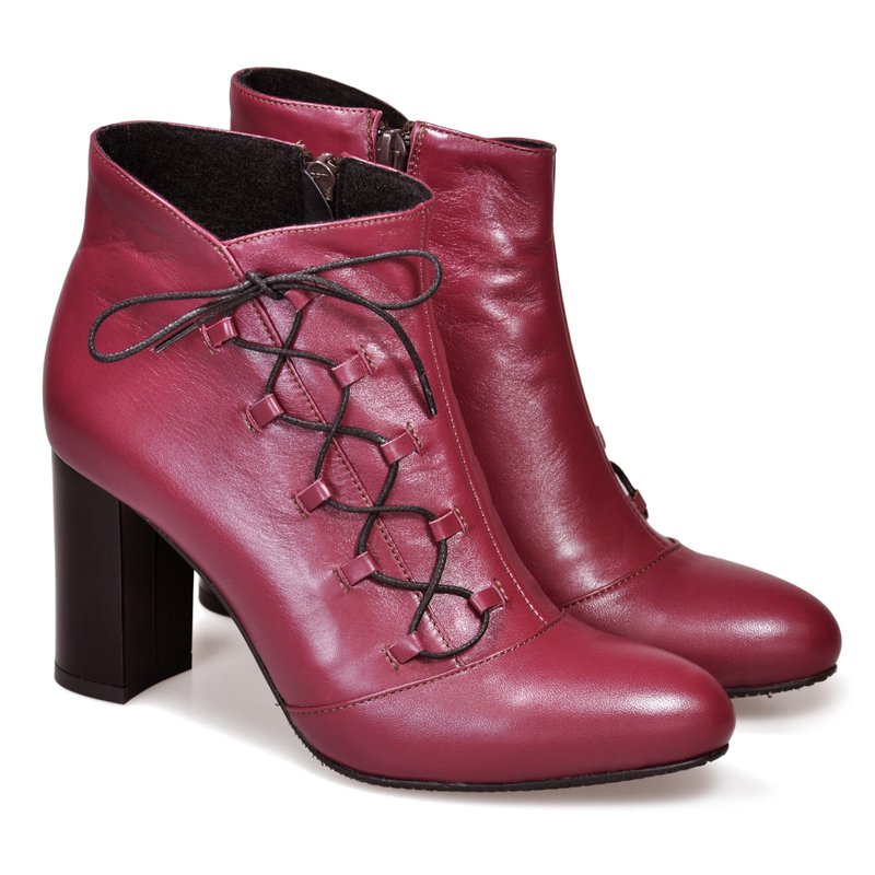 Ghete dama piele marsala cu siret D7 - orice culoare
