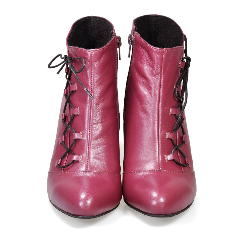Ghete dama piele marsala cu siret D7 - orice culoare