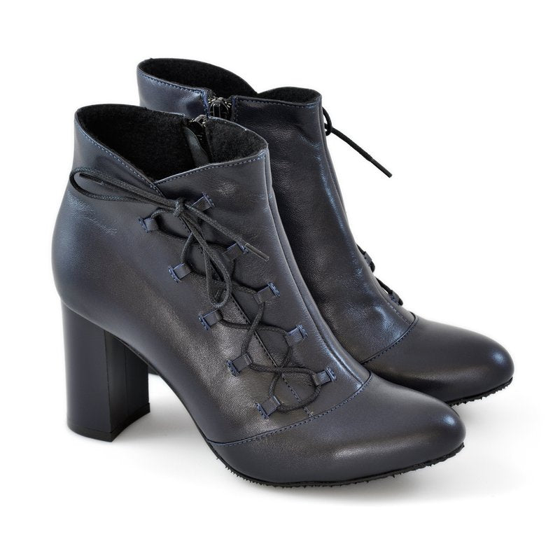 Ghete dama piele negru cu siret D7 - orice culoare