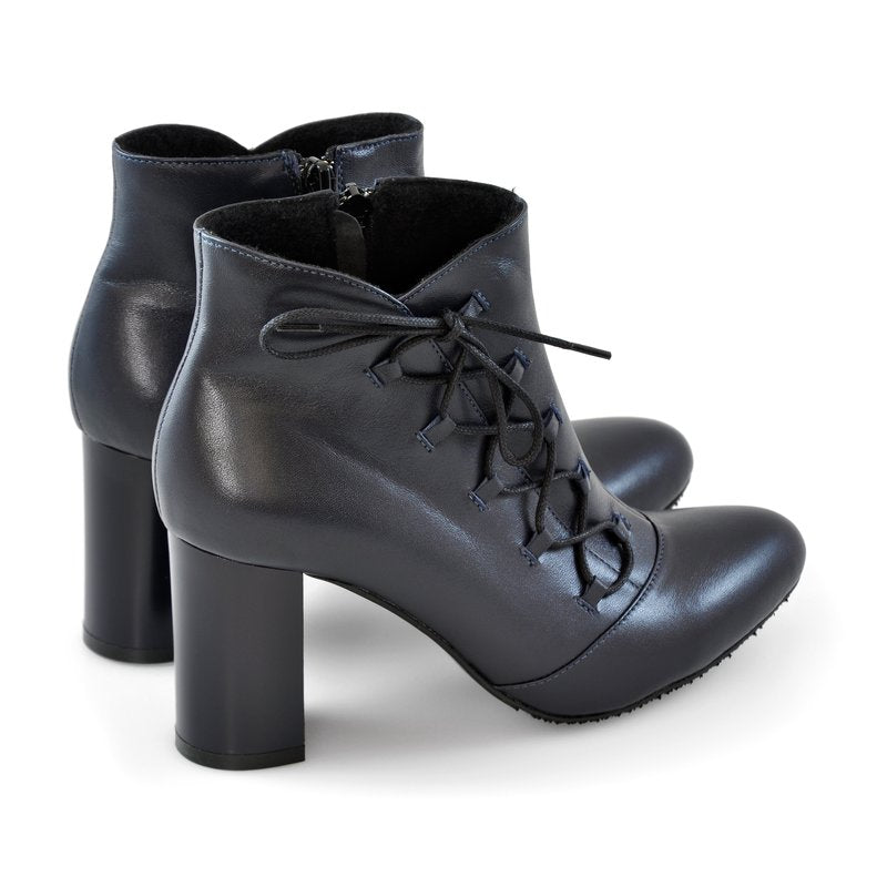 Ghete dama piele negru cu siret D7 - orice culoare