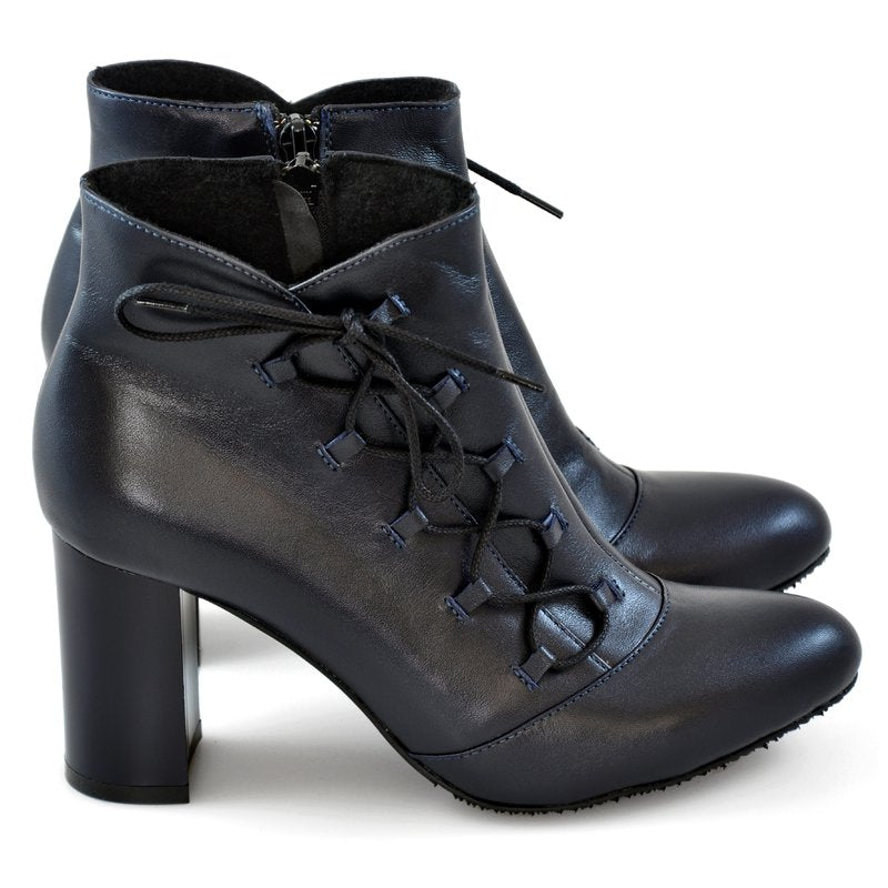 Ghete dama piele negru cu siret D7 - orice culoare