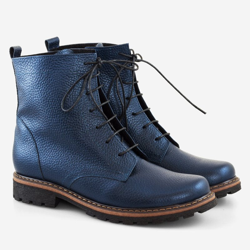 Bocanci Dama PIele Bordo/Bleumarin Erika D9 - Orice Culoare