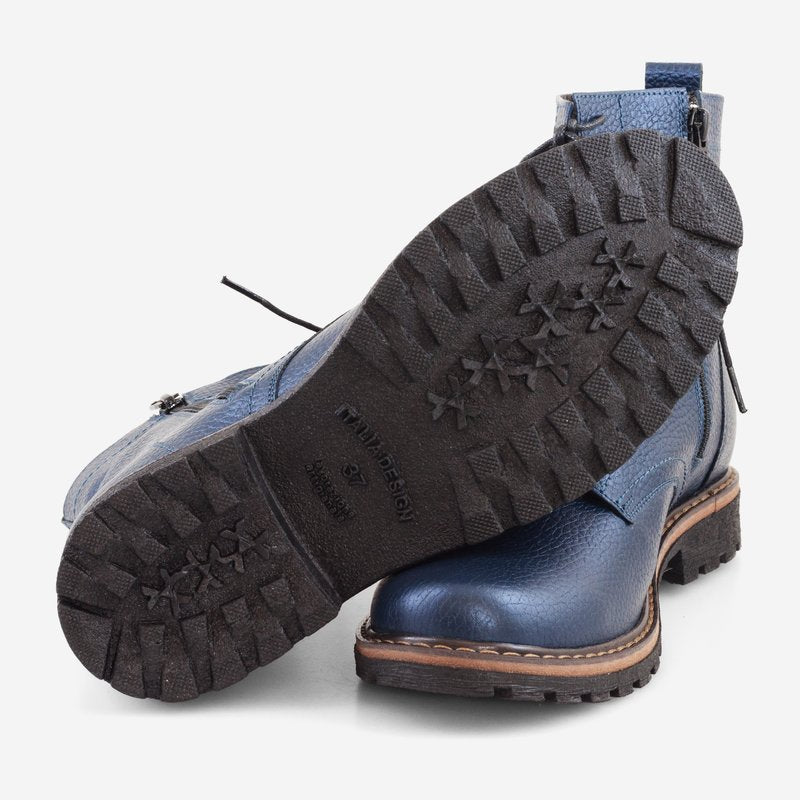 Bocanci Dama PIele Bordo/Bleumarin Erika D9 - Orice Culoare