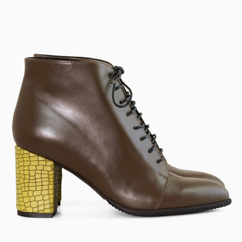Ghete Piele Verde Toc Mic Comod D5- Orice Culoare