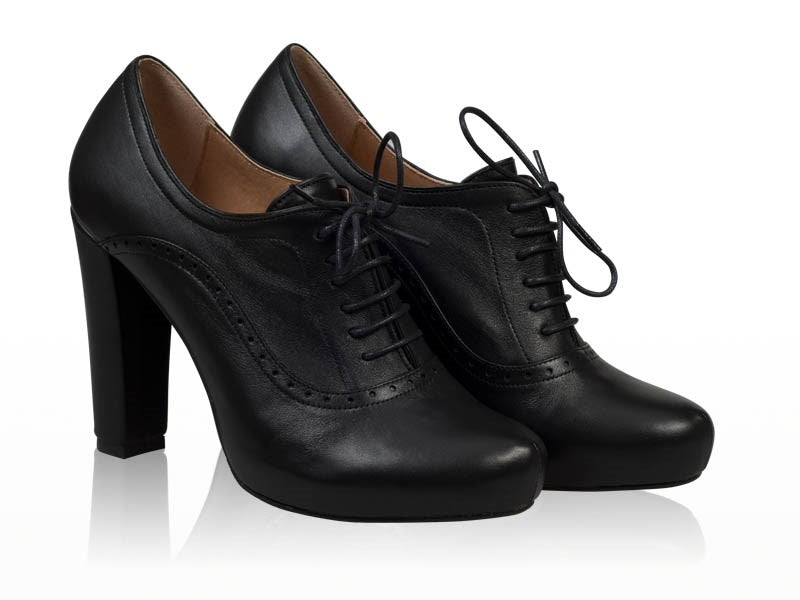 Botine piele negru cu siret N3 - orice culoare