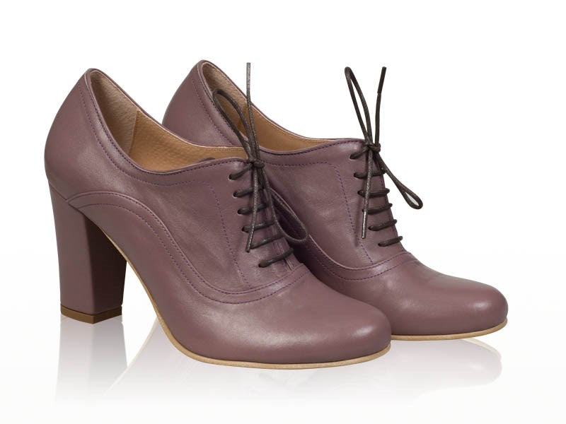 Botine piele violet cu siret N2 - orice culoare