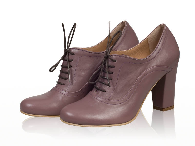 Botine piele violet cu siret N2 - orice culoare