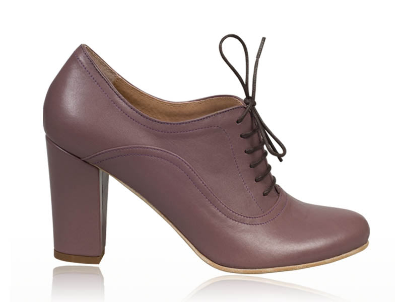 Botine piele violet cu siret N2 - orice culoare