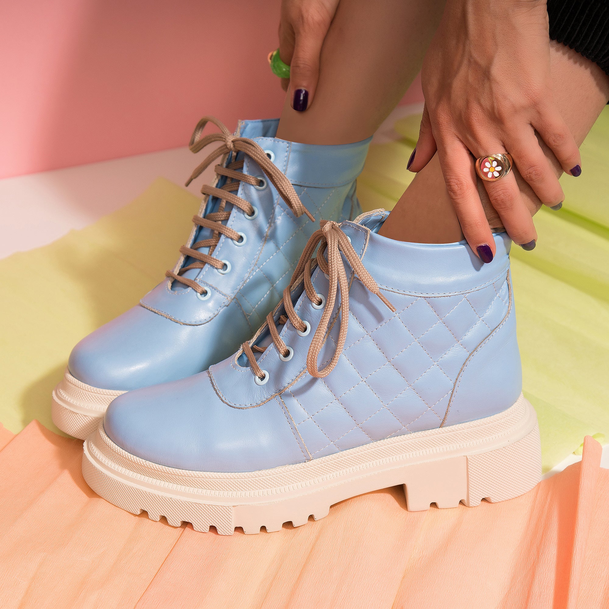 Ghete Dama Piele Bleu A7  - Orice Culoare