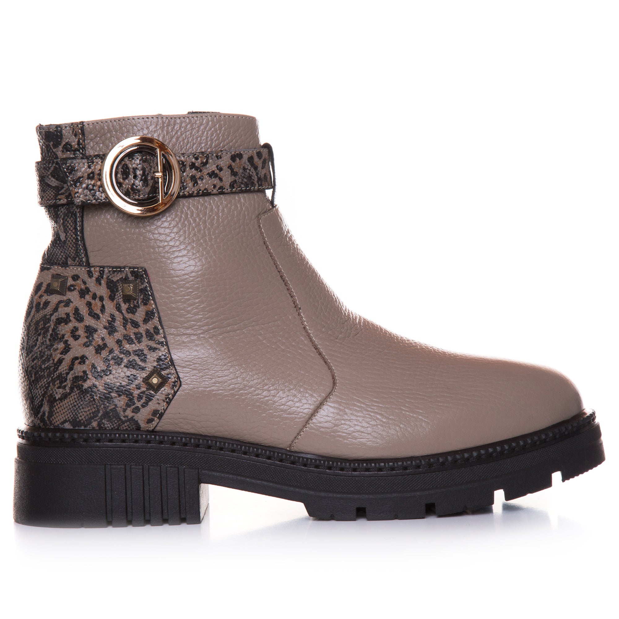 Ghete Dama Piele Capucino/Animal Print T16 - orice culoare