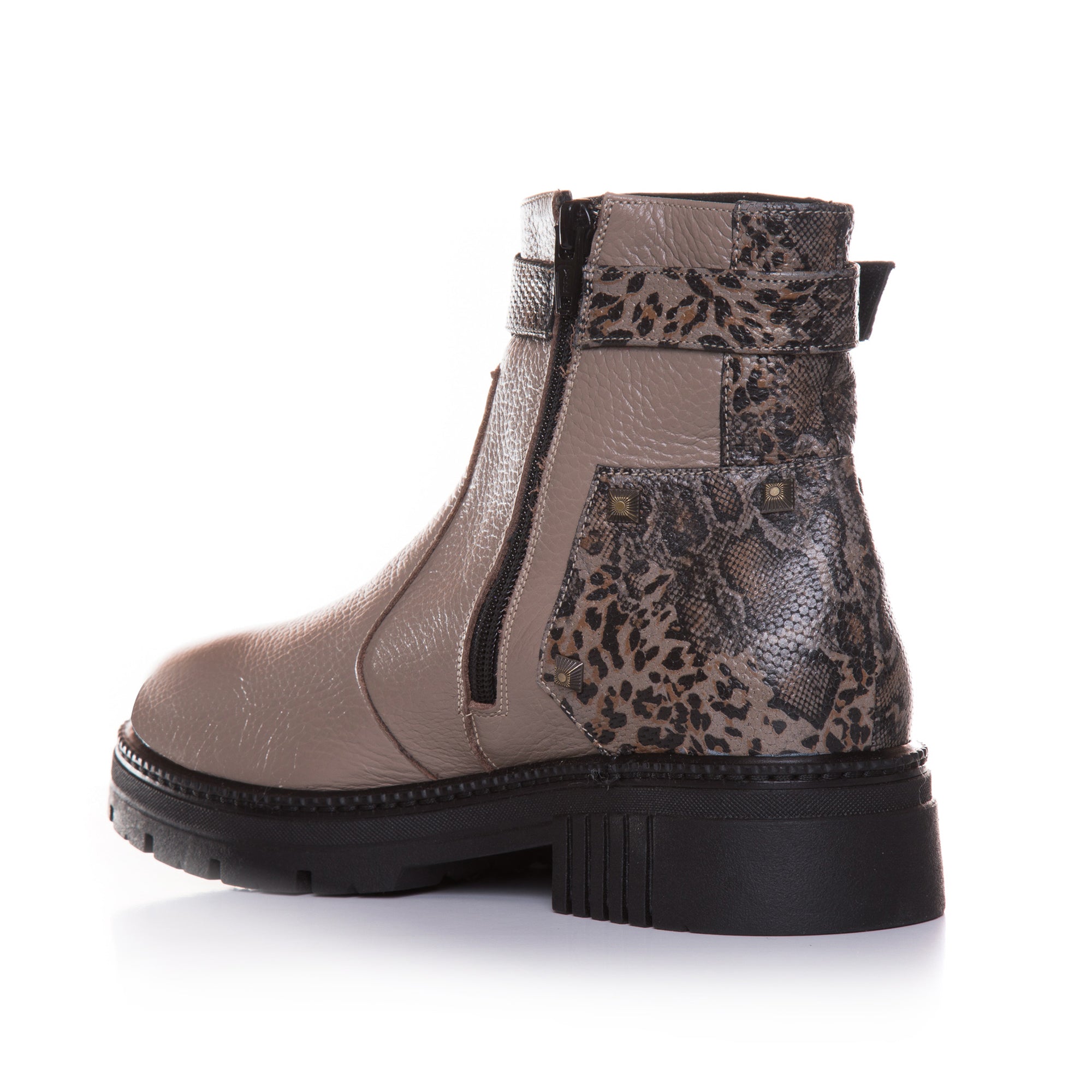 Ghete Dama Piele Capucino/Animal Print T16 - orice culoare
