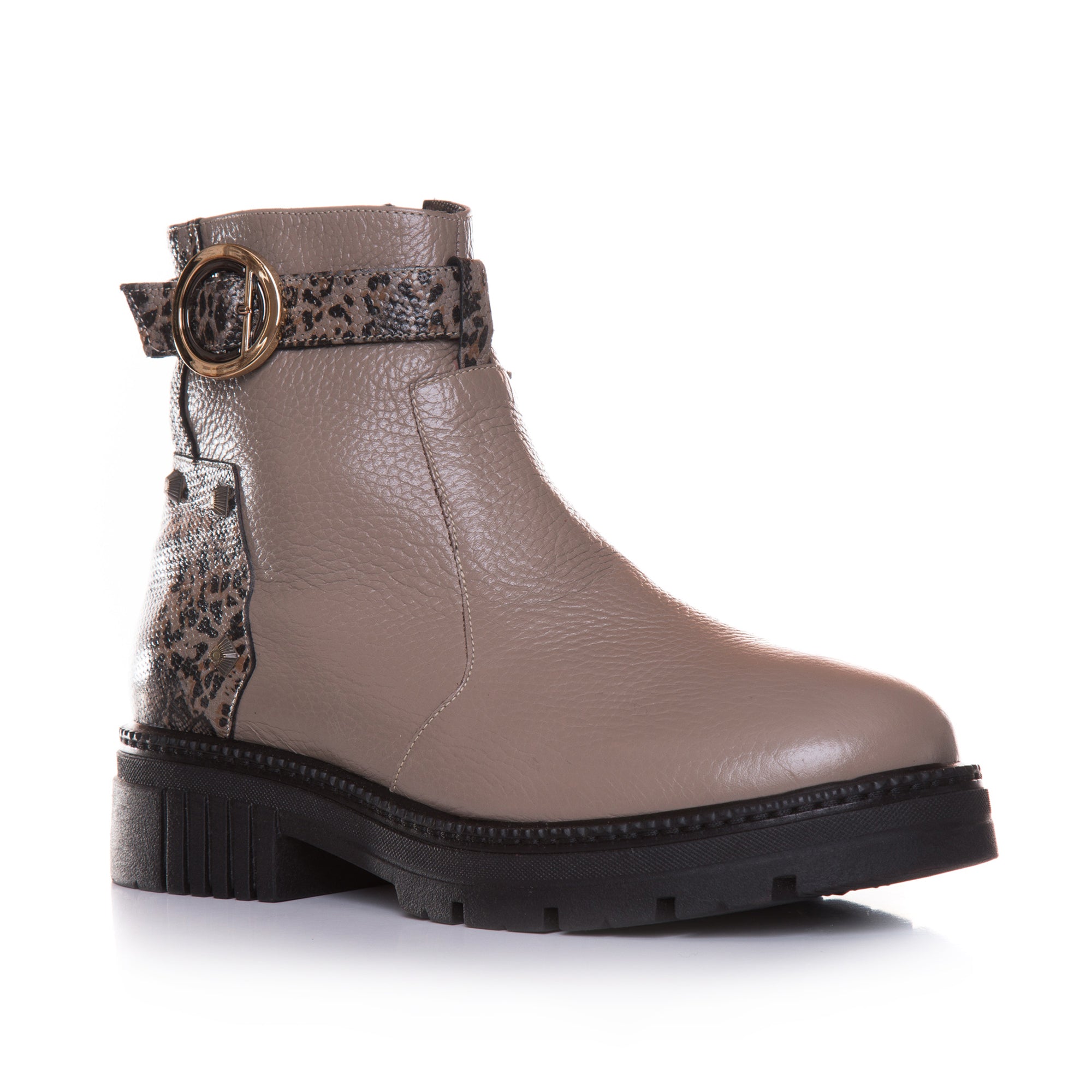 Ghete Dama Piele Capucino/Animal Print T16 - orice culoare
