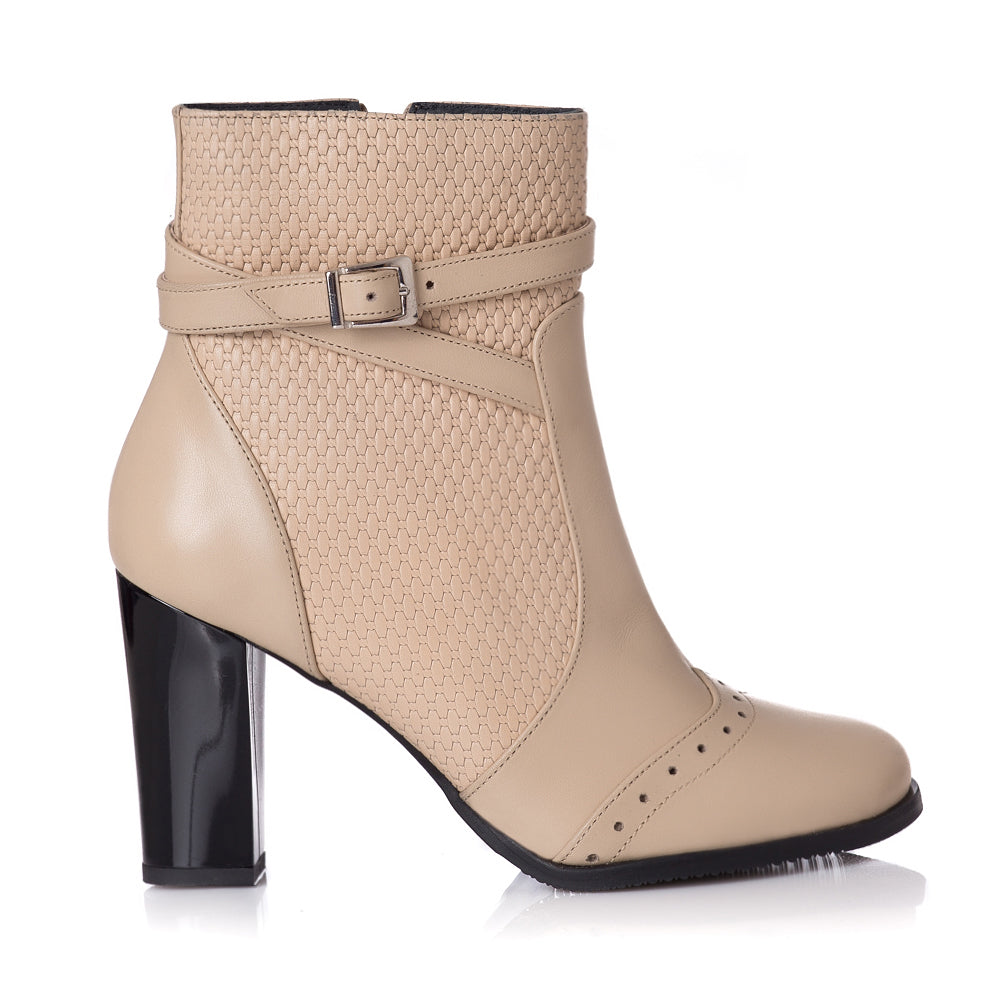 Botine piele crem Bety T6 - orice culoare