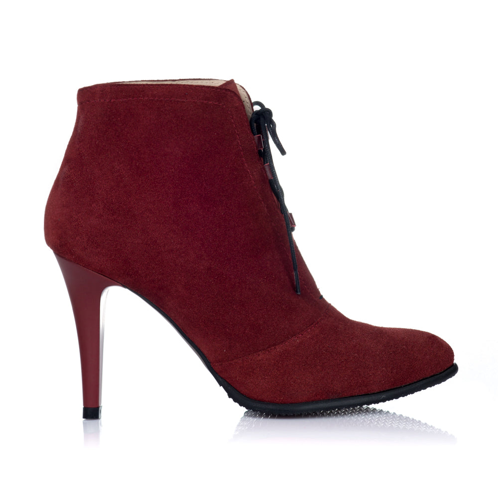 Botine piele intoarsa visiniu Casual S8 - orice culoare