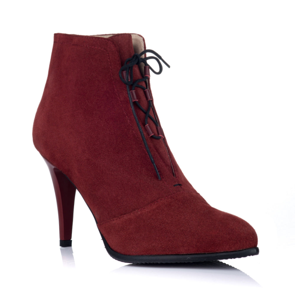 Botine piele intoarsa visiniu Casual S8 - orice culoare