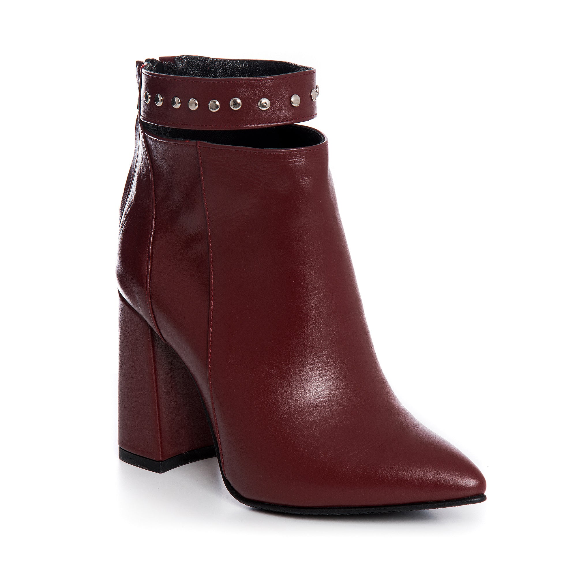 Botine Piele Bordo Cu Bareta Emily L11 - Orice Culoare