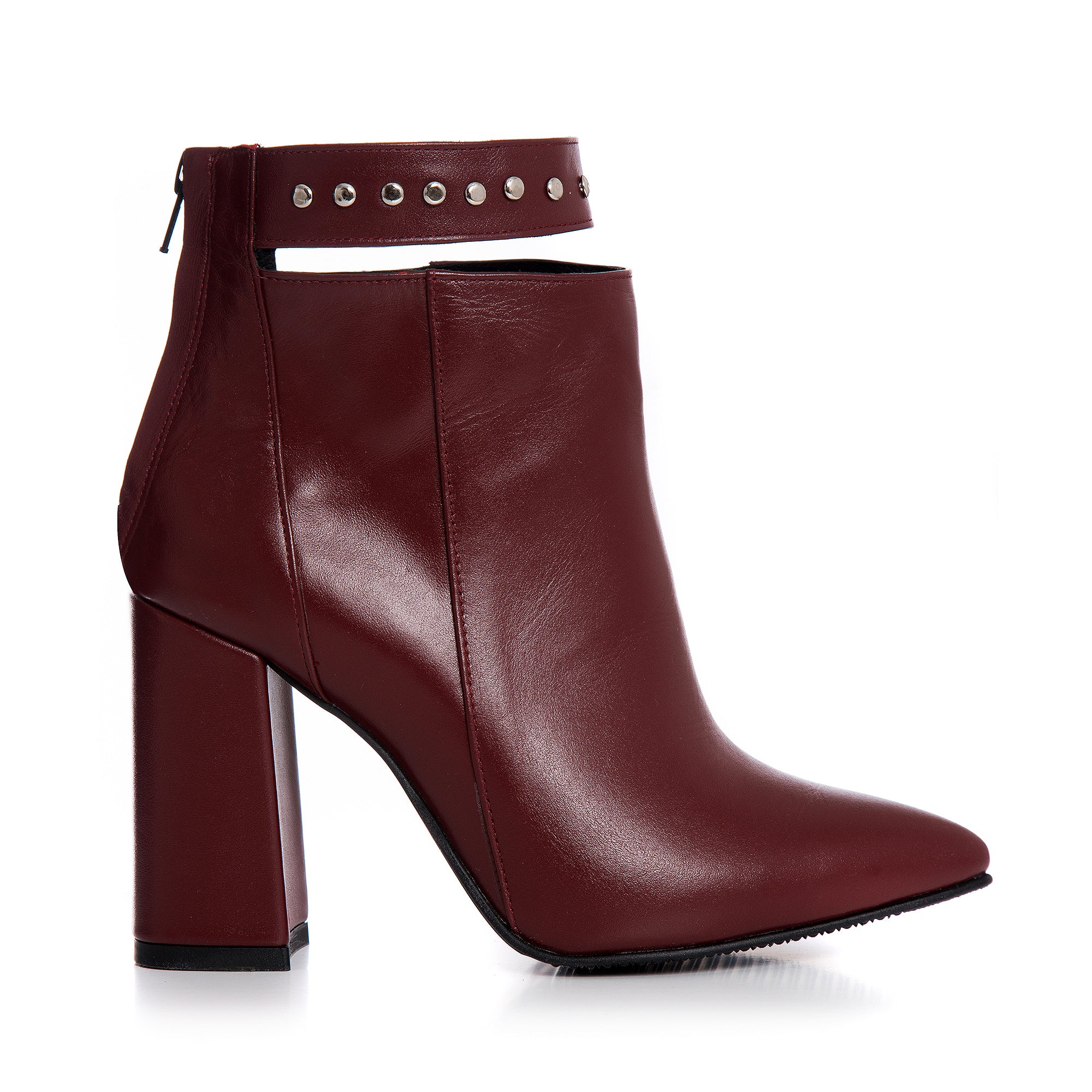 Botine Piele Bordo Cu Bareta Emily L11 - Orice Culoare