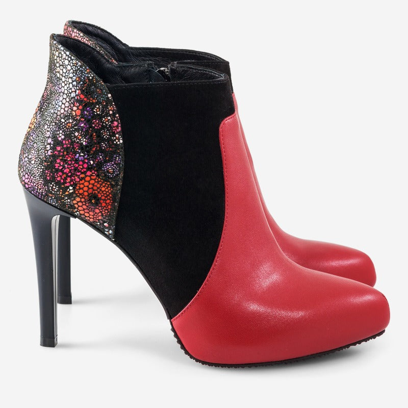 Botine Piele Rosu Color Alessia D10 - orice culoare