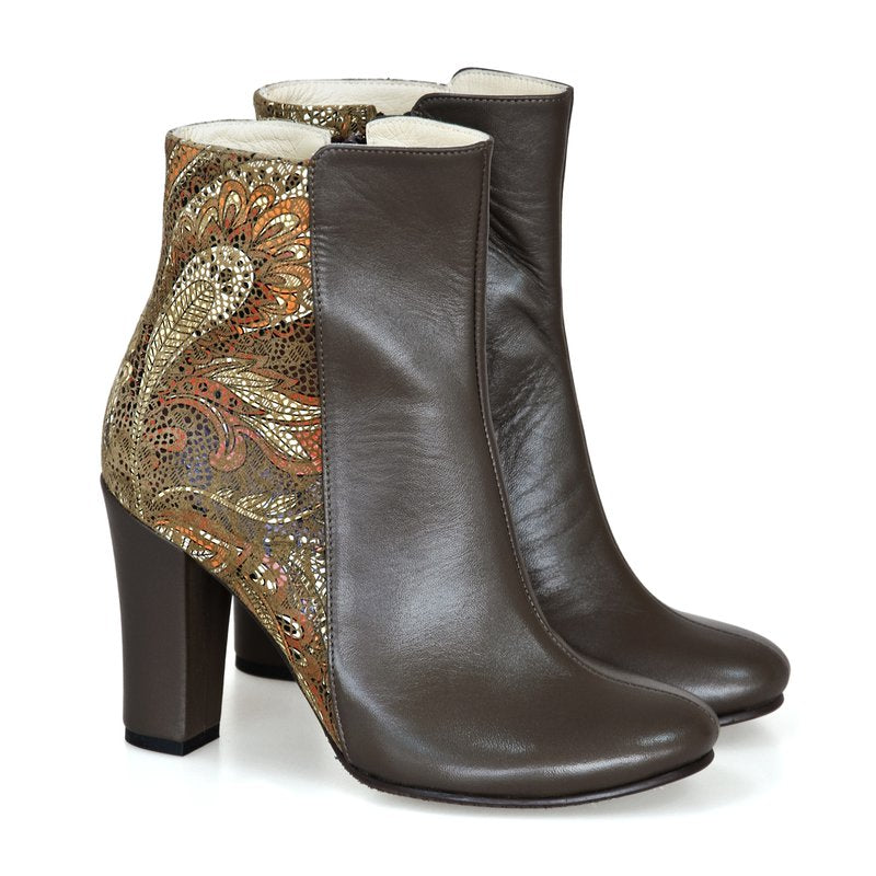 Botine piele naturala Lucy D1 Floral - orice culoare
