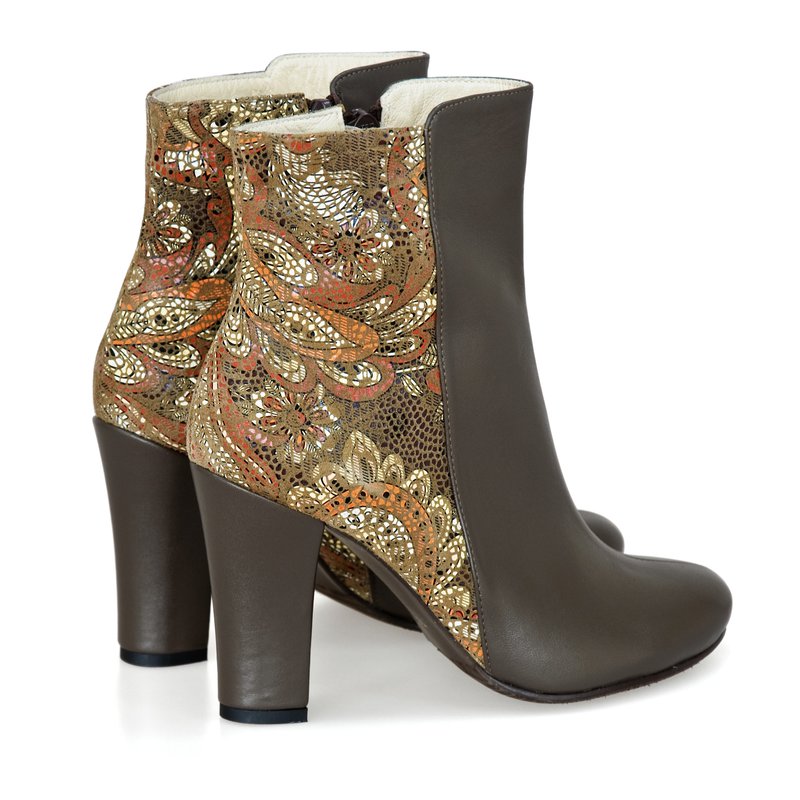 Botine piele naturala Lucy D1 Floral - orice culoare