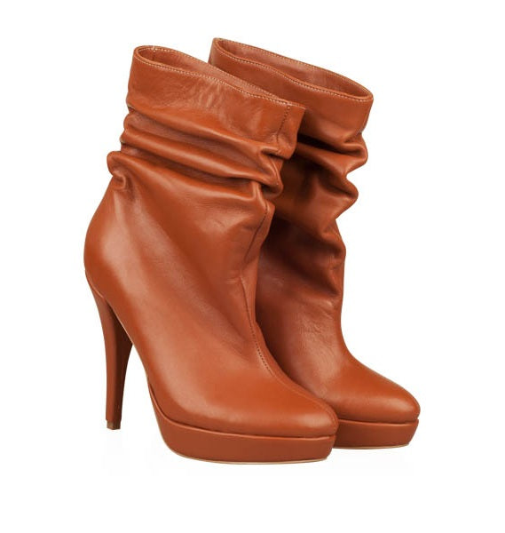Botine Piele Camel Fronsate Janet N63 - orice culoare