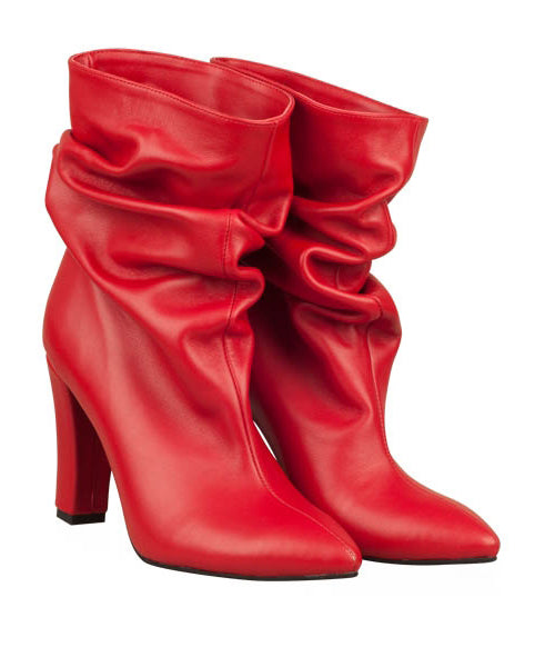 Botine PIele Rosu Fronsate Adeline N33 - orice culoare