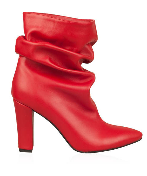 Botine PIele Rosu Fronsate Adeline N33 - orice culoare