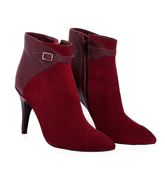 Botine Stiletto PIele Bordo/Galben Tessa N32 - Orice Culoare