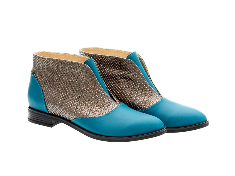 Ghete Dama Piele Turcoaz/Argintiu Sabi N32  - orice culoare