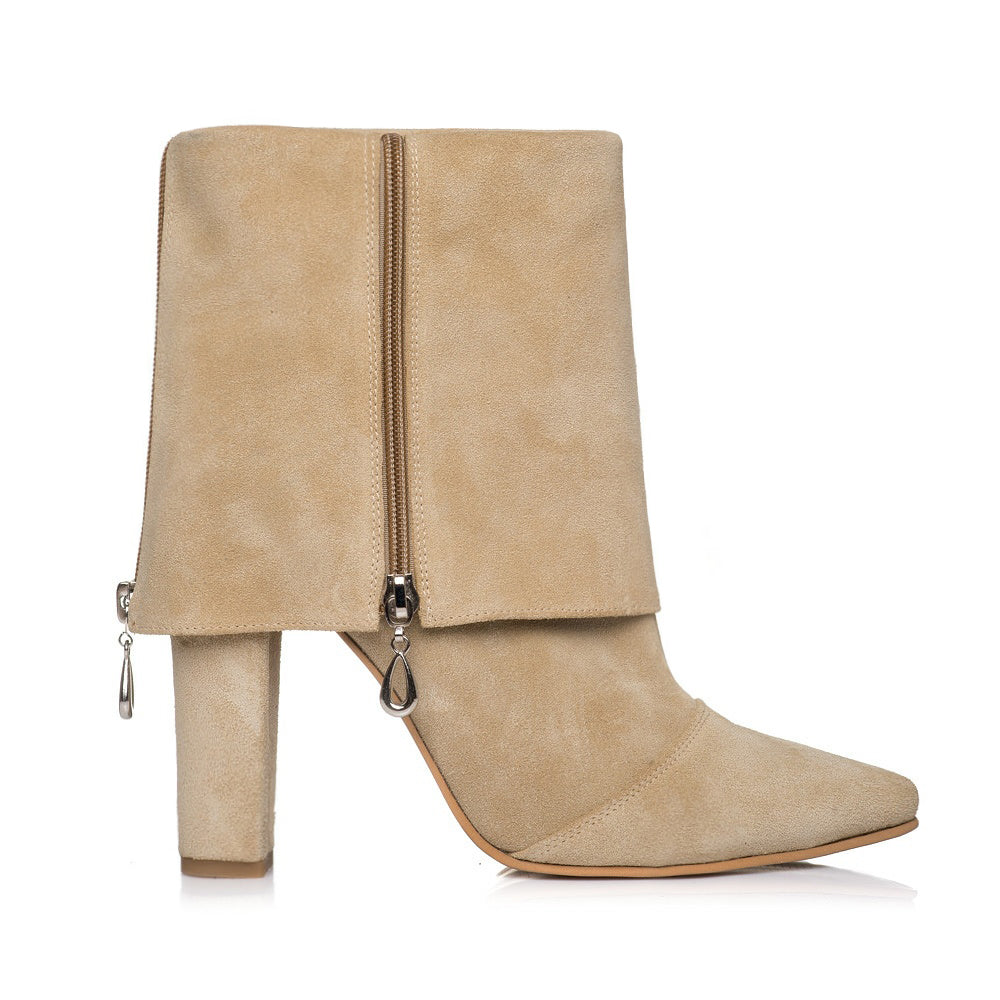 Botine piele fermuar Crem I5 - orice culoare  - orice culoare