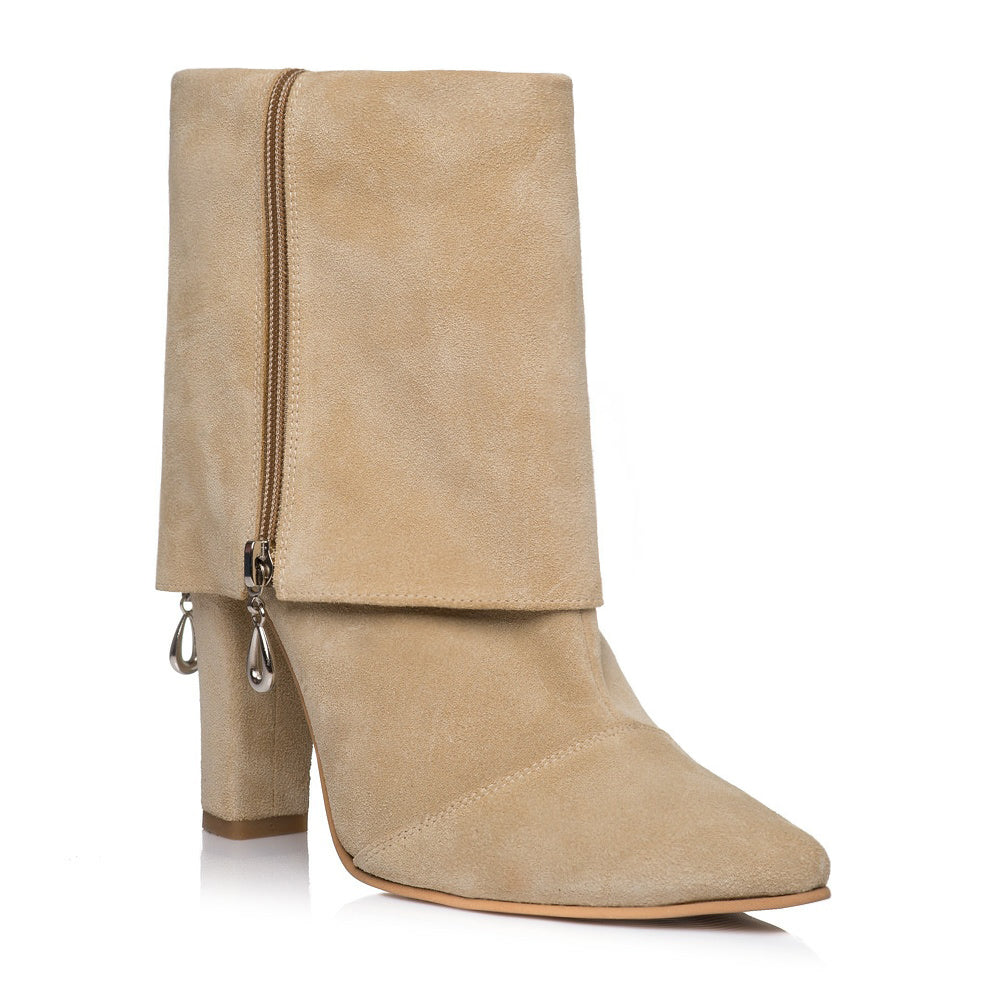 Botine piele fermuar Crem I5 - orice culoare  - orice culoare