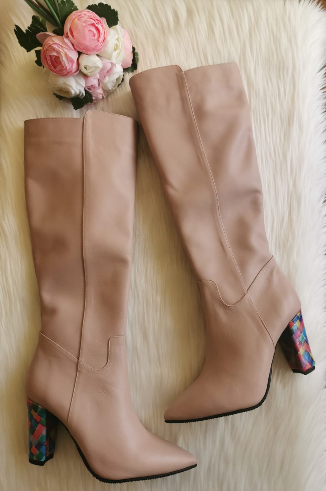 Cizme stiletto piele naturala nude C9- orice culoare