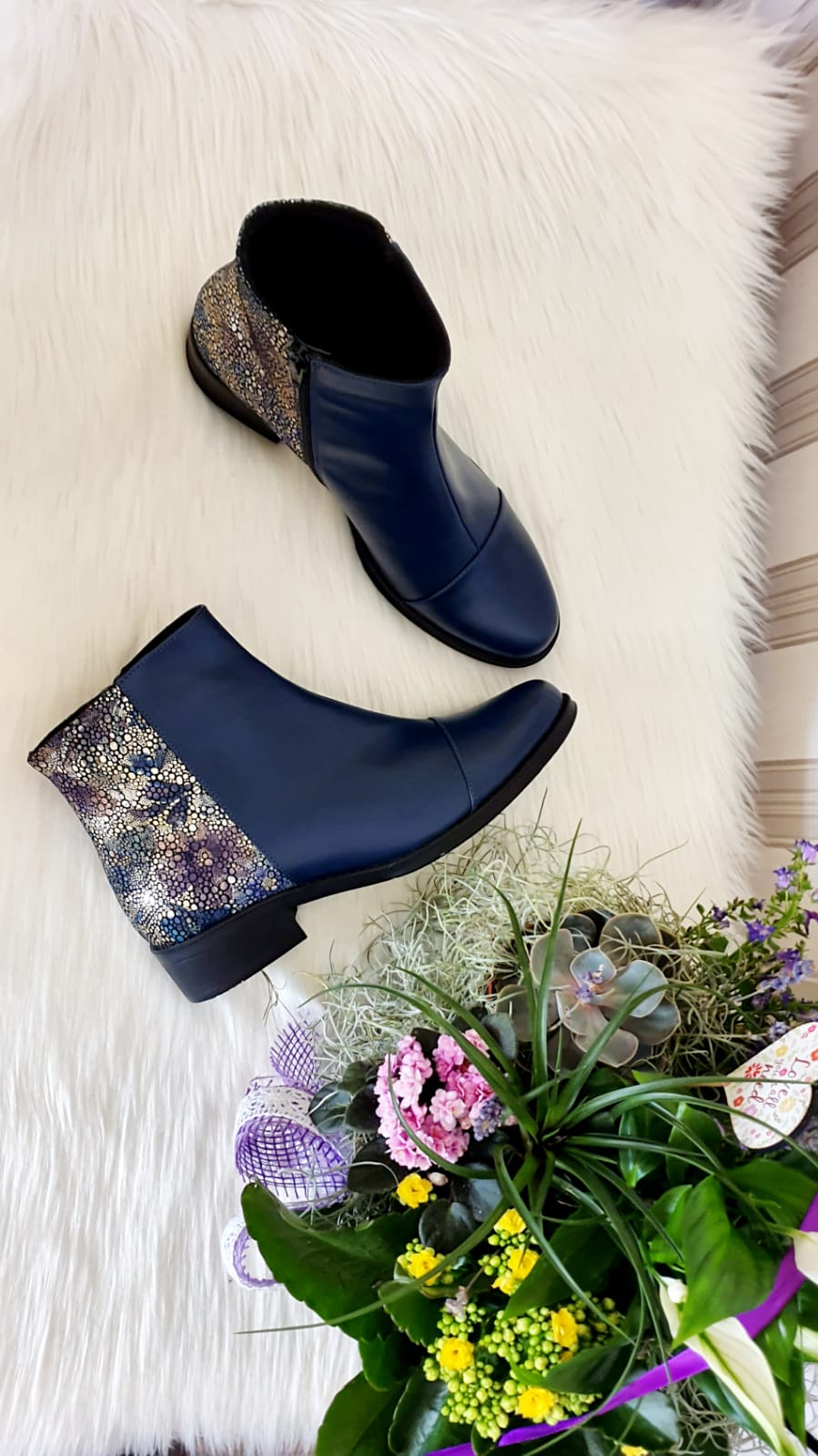 Ghete dama piele bleumarin/color T3 - orice culoare