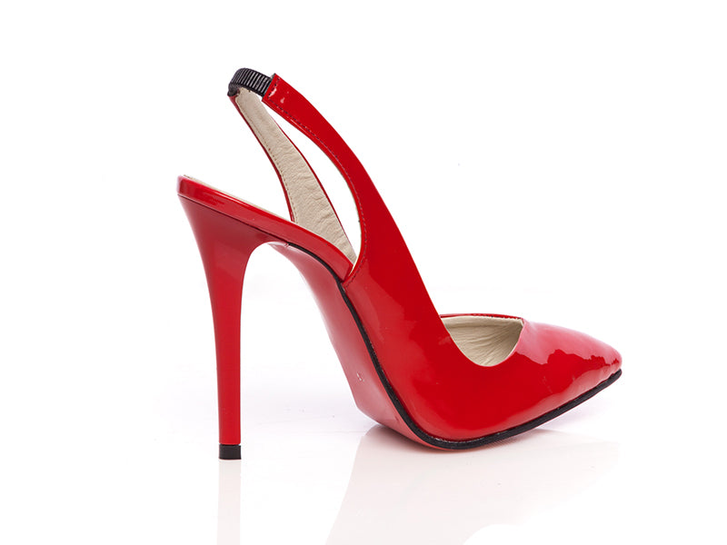 Pantofi Stiletto decupat piele lacuita rosu - orice culoare
