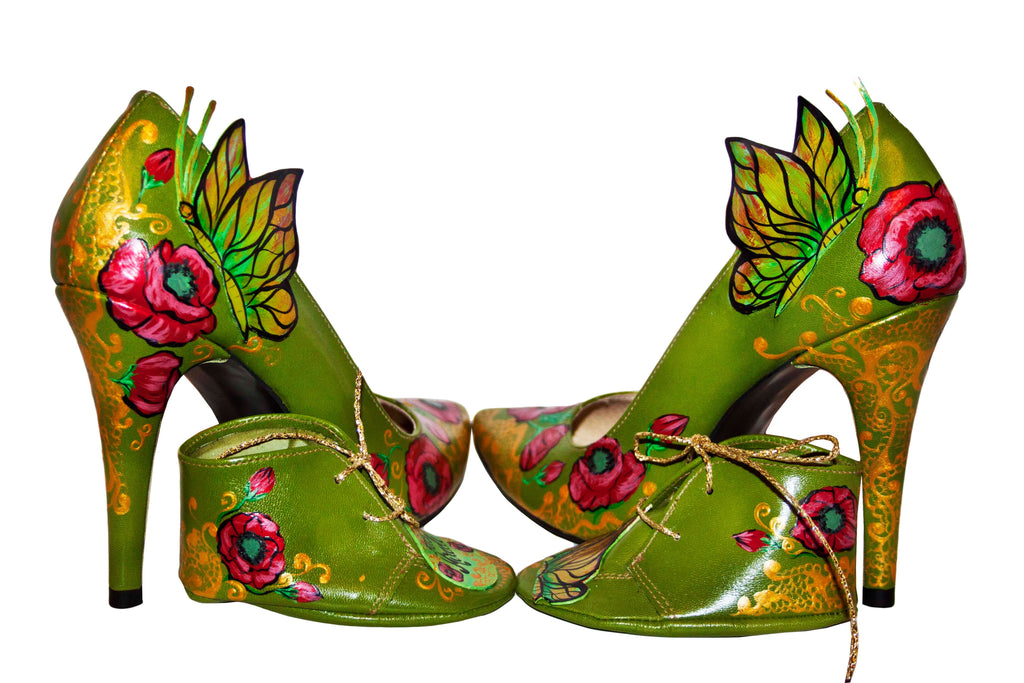 Pantofi piele naturala verde set mama - fiica M3 - orice culoare