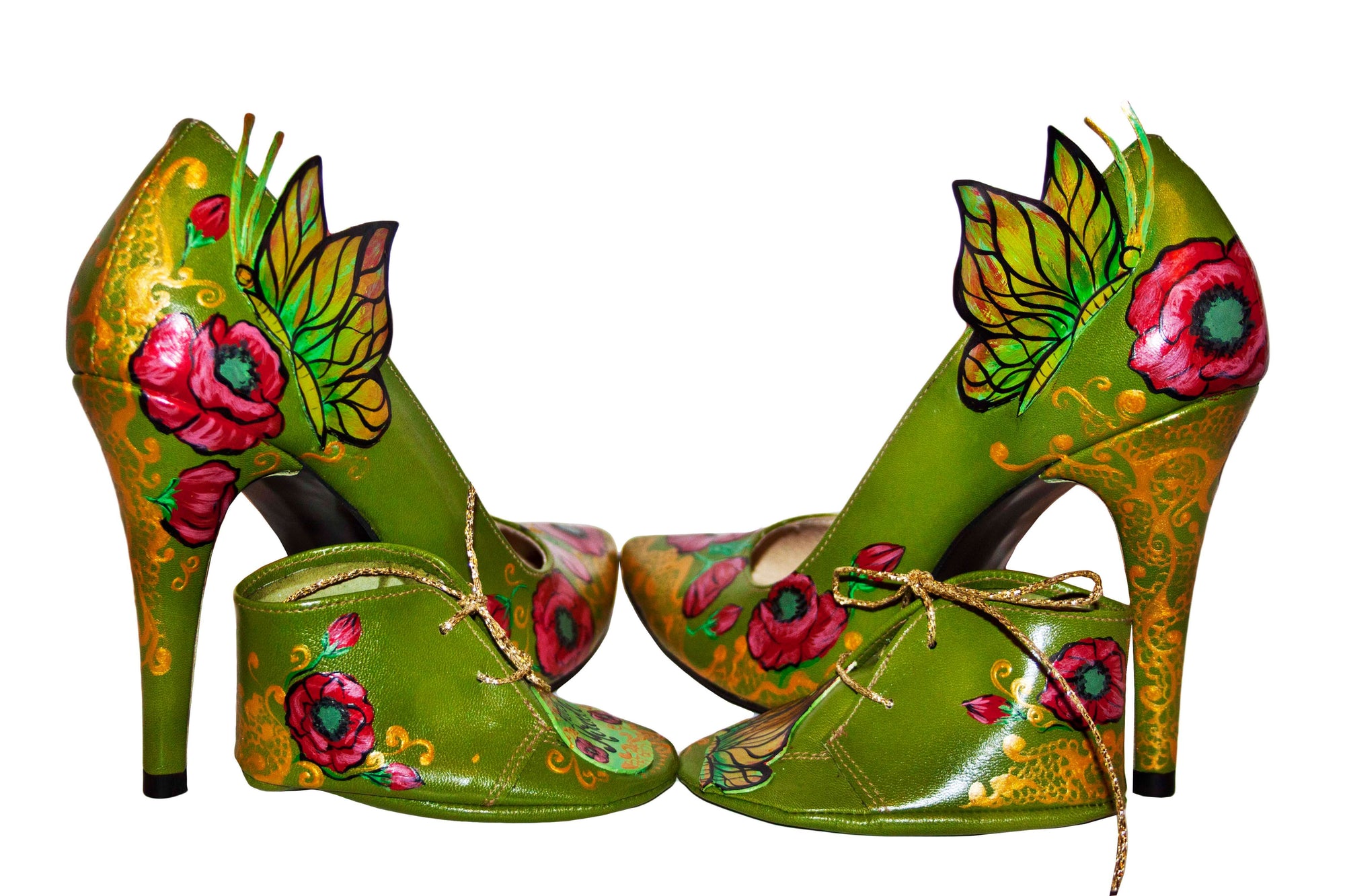 Pantofi piele naturala verde set mama - fiica M3 - orice culoare