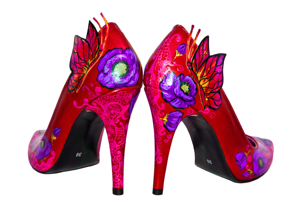Pantofi piele naturala rosu set mama - fiica M1 - orice culoare