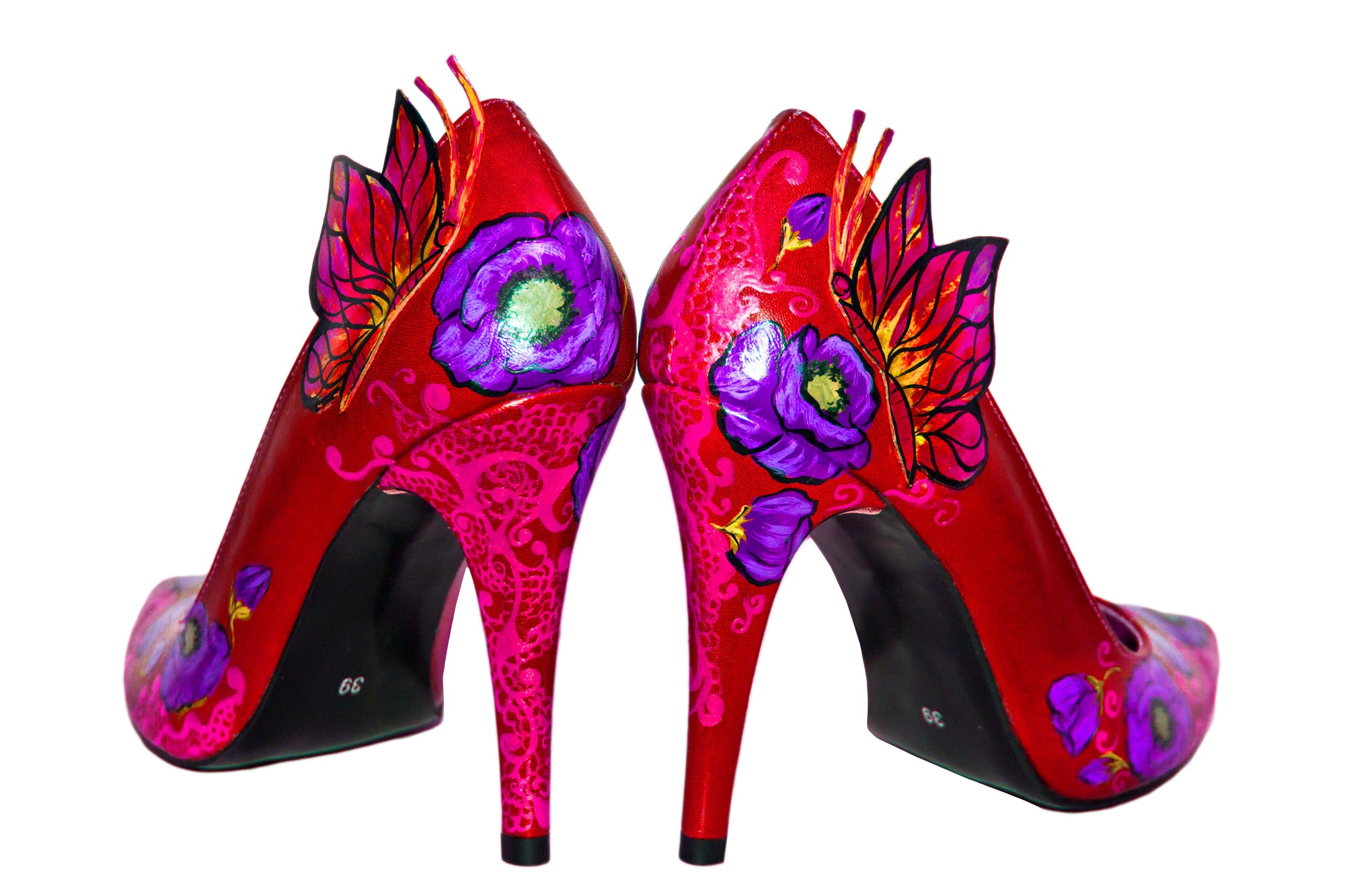 Pantofi piele naturala rosu set mama - fiica M1 - orice culoare