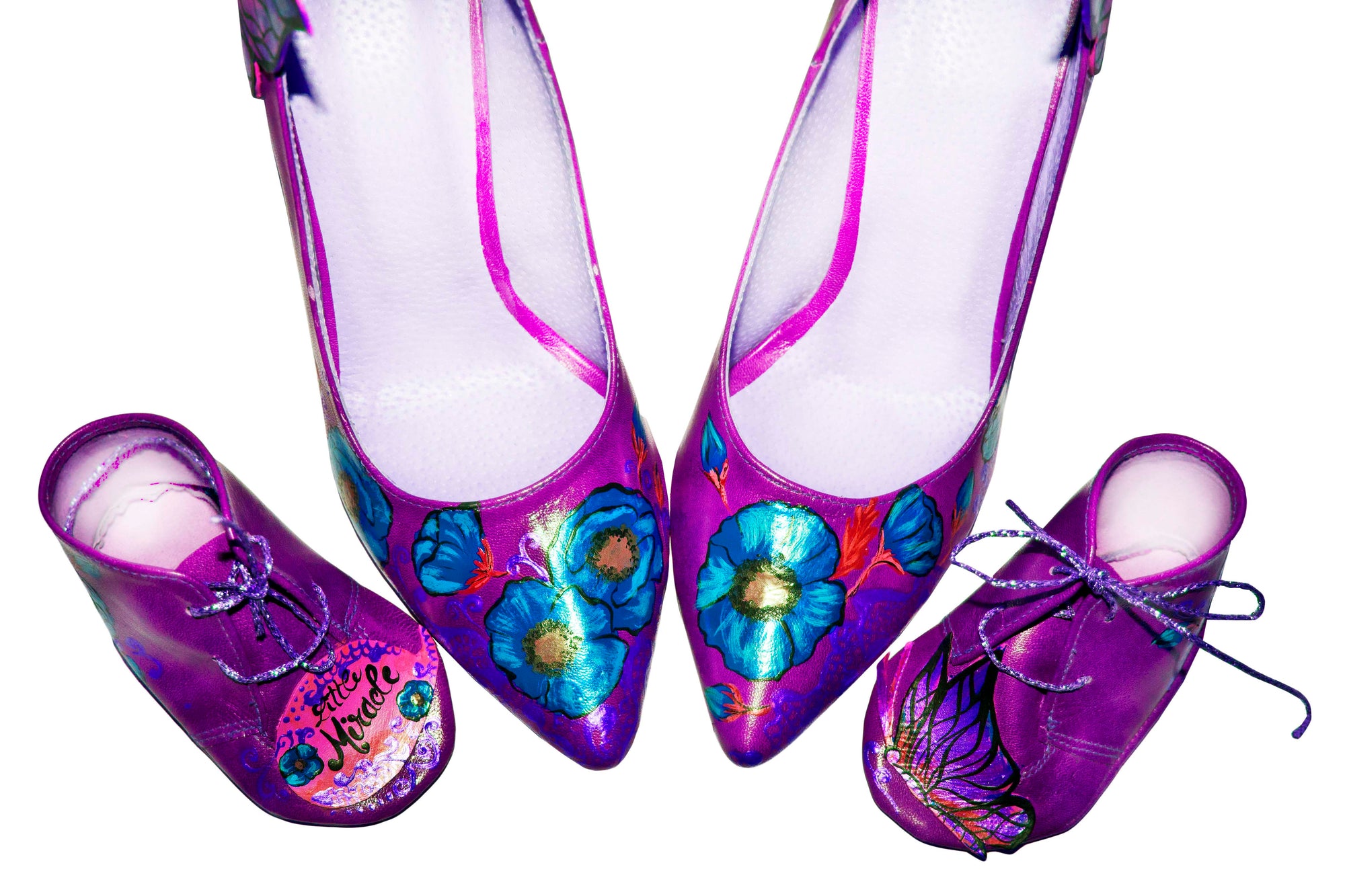 Pantofi piele naturala mov set mama - fiica M2 - orice culoare