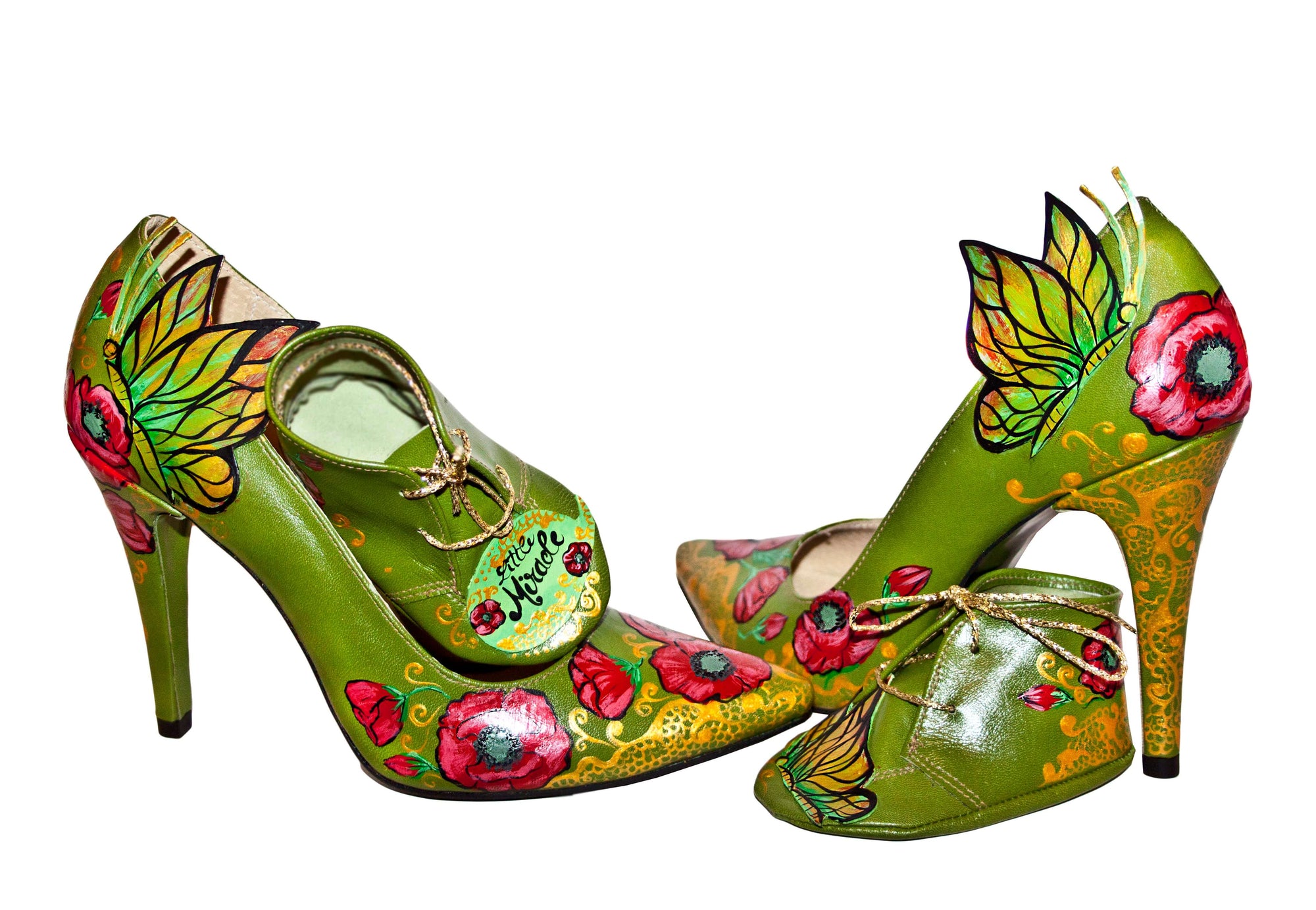 Pantofi piele naturala verde set mama - fiica M3 - orice culoare