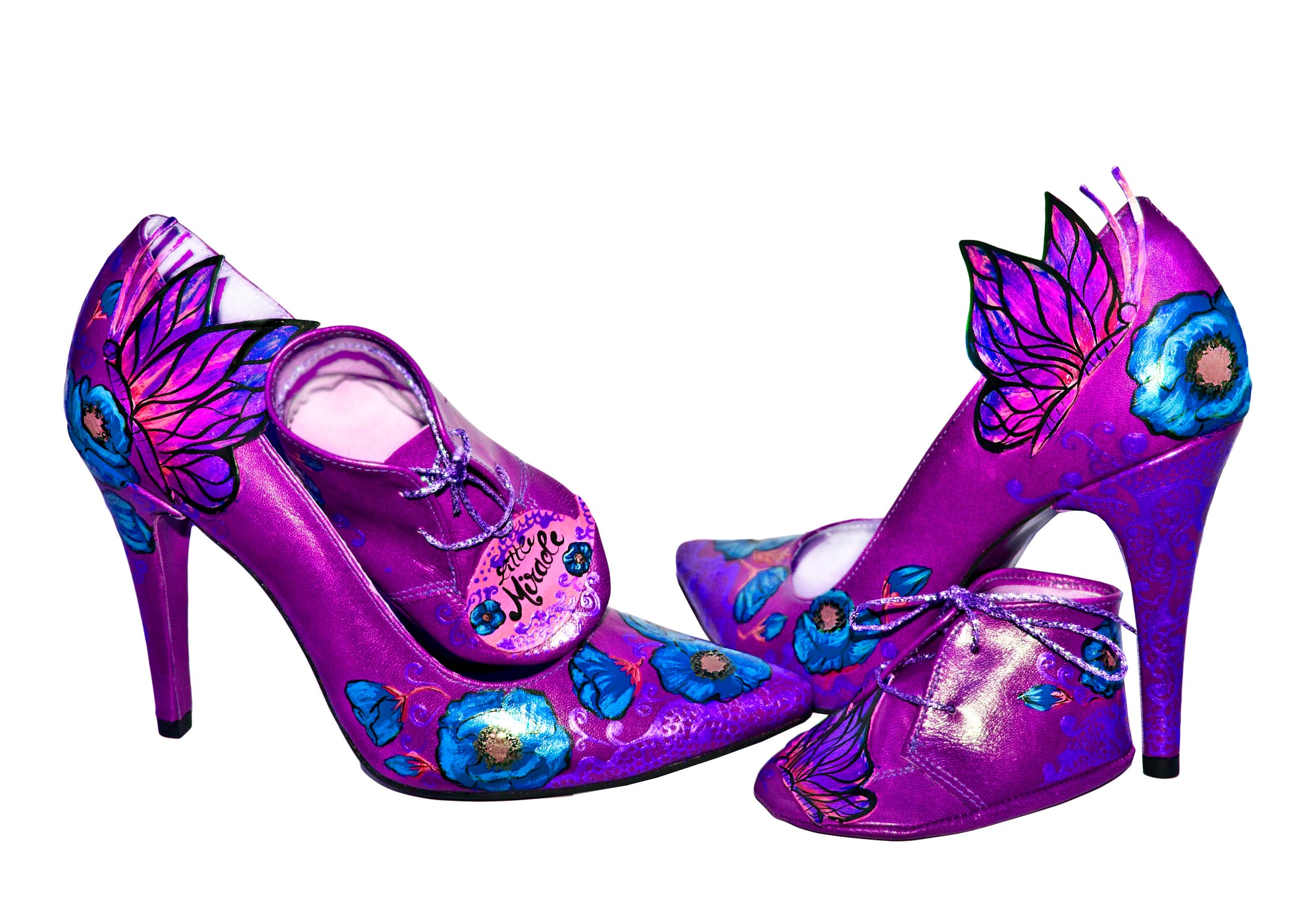 Pantofi piele naturala mov set mama - fiica M2 - orice culoare