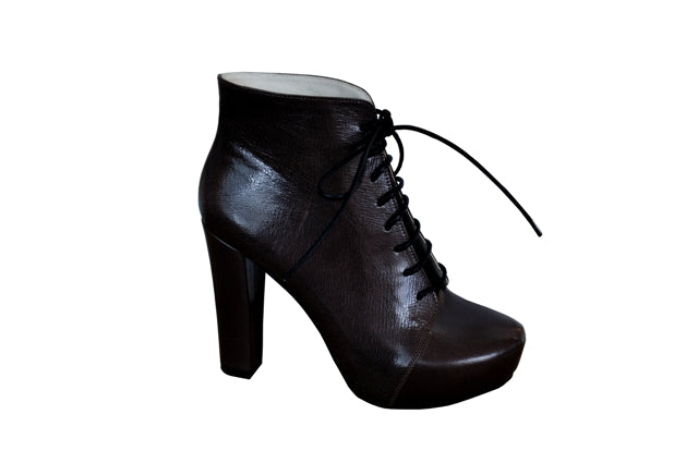 Botine Classy Negru cu siret din piele naturala - orice culoare