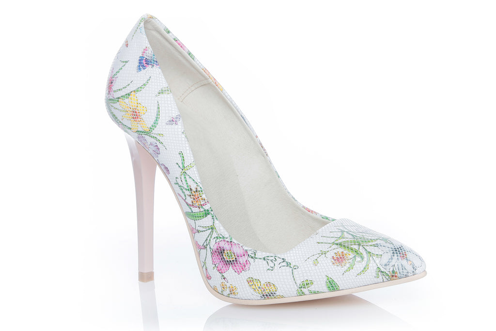 Pantofi Stiletto Very Chic piele Flori  - disponibili pe orice culoare