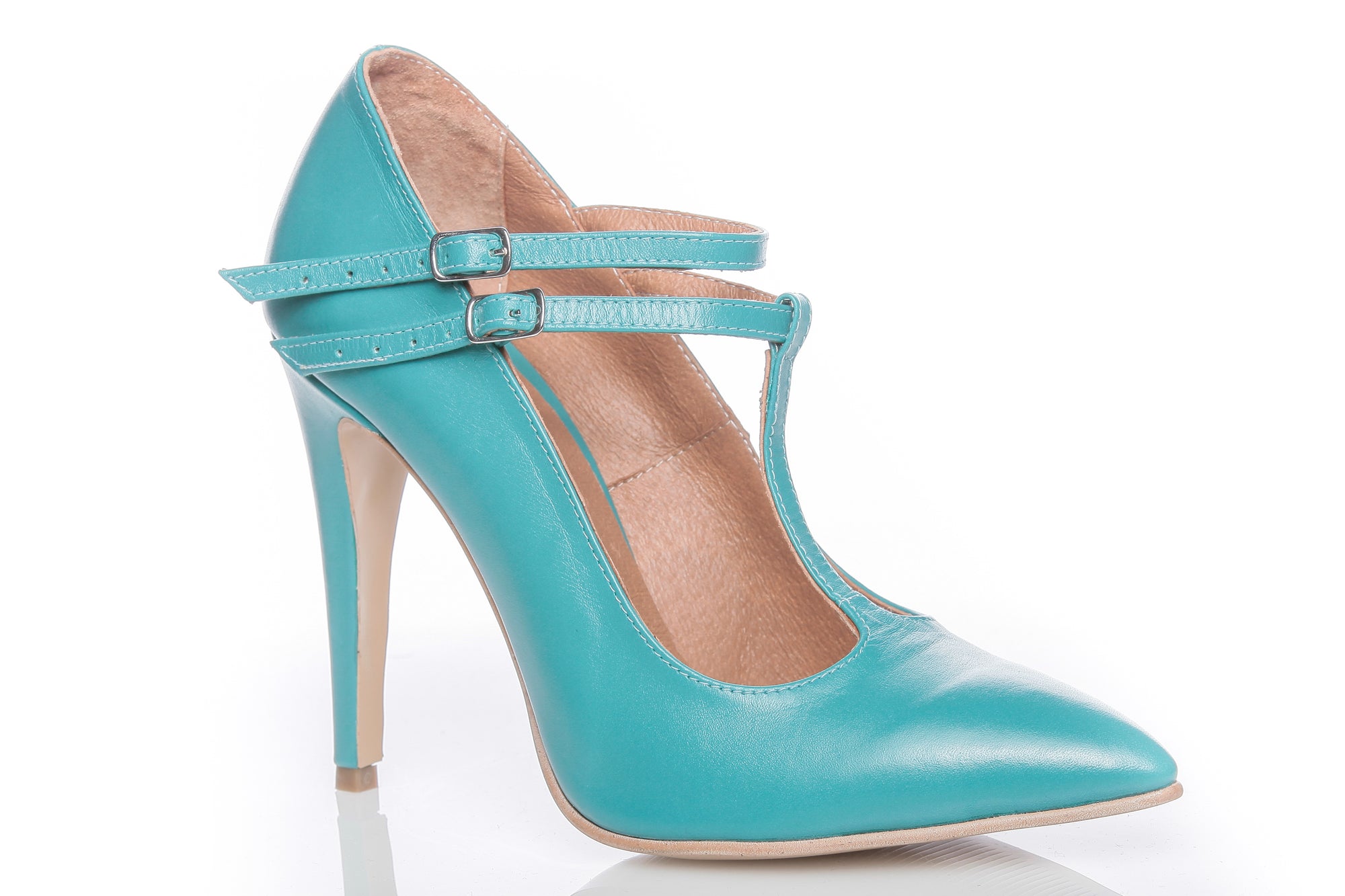 Pantofi Stiletto piele PP1 cu bareta turcoaz - orice culoare