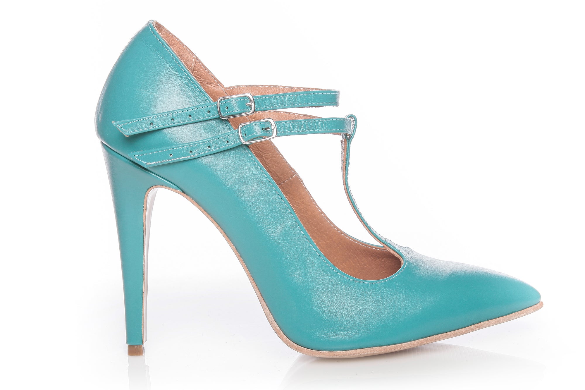 Pantofi Stiletto piele PP1 cu bareta turcoaz - orice culoare